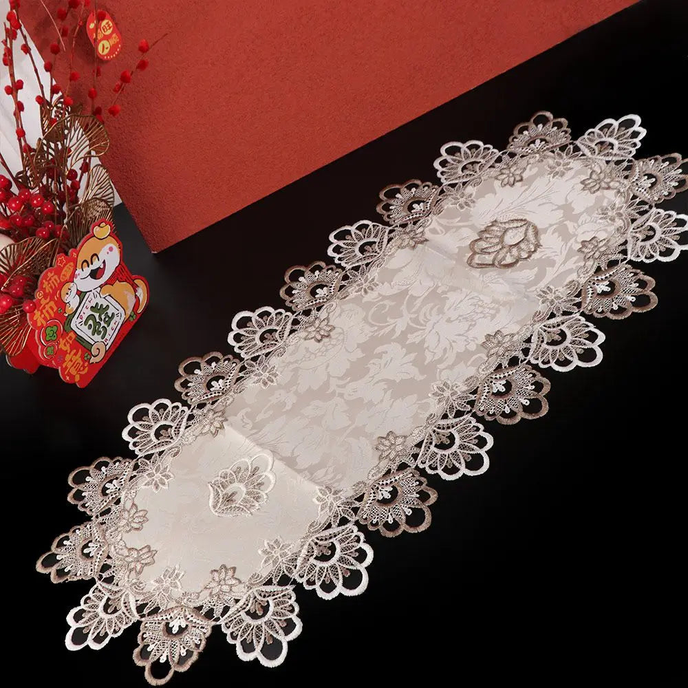 serviette table brodée florale gris clair doré classique réutilisable polyester