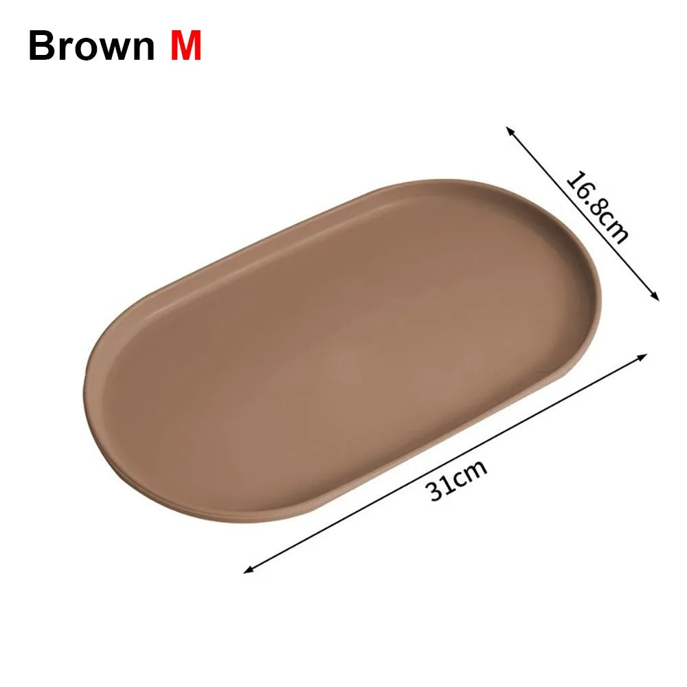 assiettes ovales modernes plastique beige rose blanc dessert vaisselle rangement maison cuisine