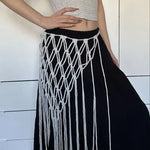jupes boho chic noires blanches filet franges polyester femme plage echangement