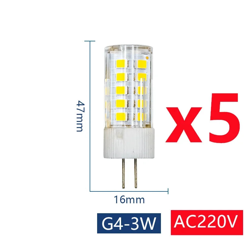 ampoule led 3w 5w 9w g4 blanc smd2835 modernes adhésives 220v 30000h 5pcs