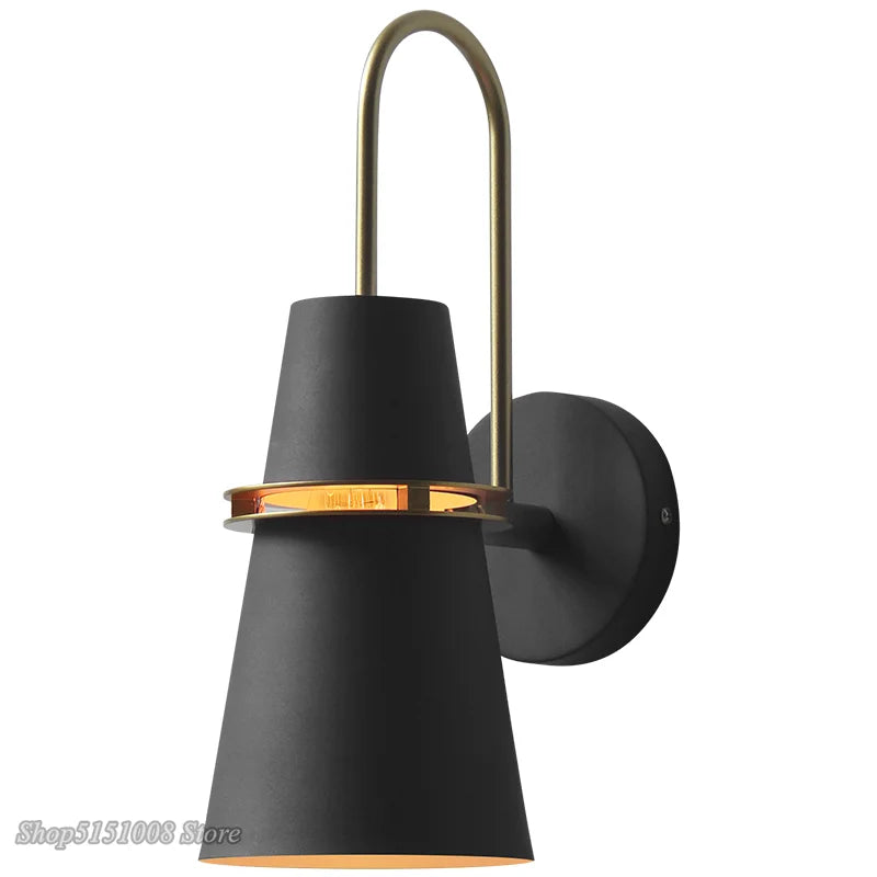 lampe murale moderne blanc bleu noir mat abat jour anneau doré flux lumineux 249