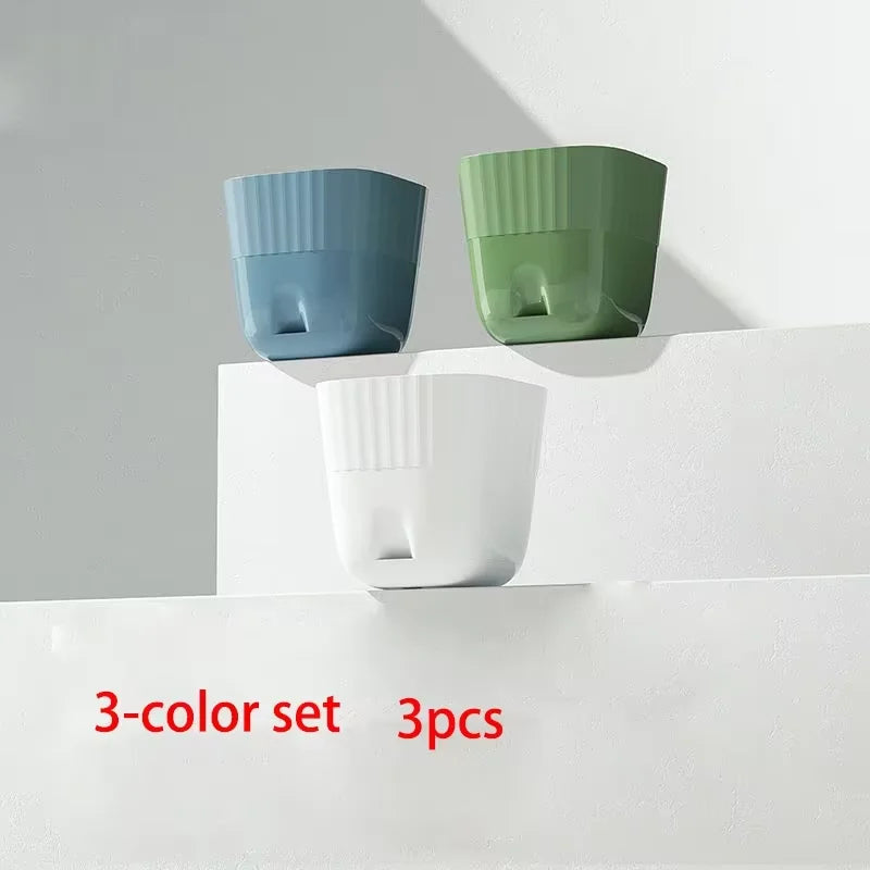 pots plante plastique moderne rayures blanc vert bleu drainage jardin intérieurextérieur