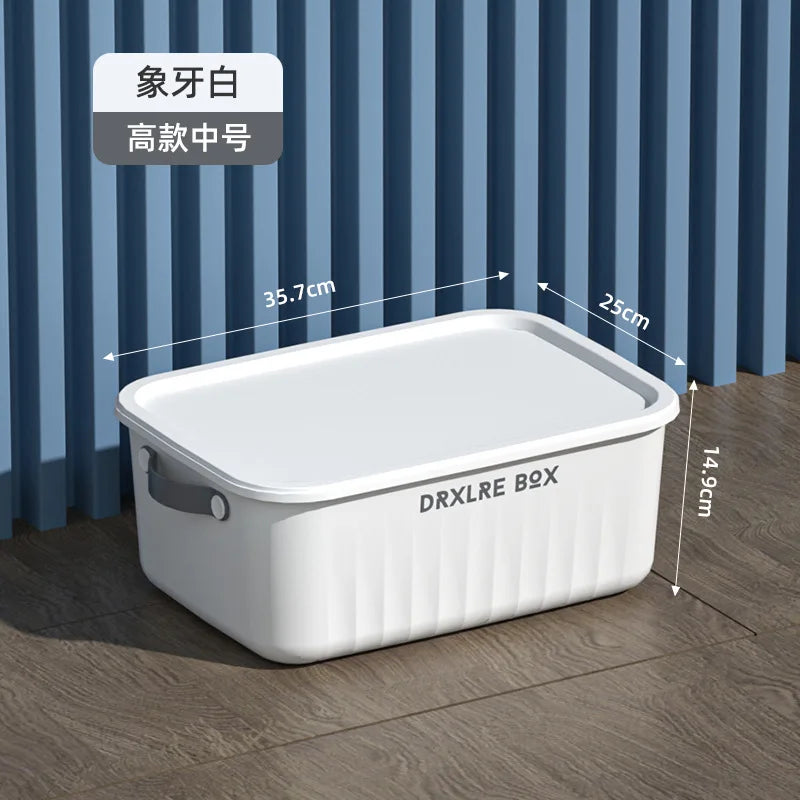 boîtes rangement plastique bleu blanc jaune rayures poignées couvercle moderne respectueux environnement
