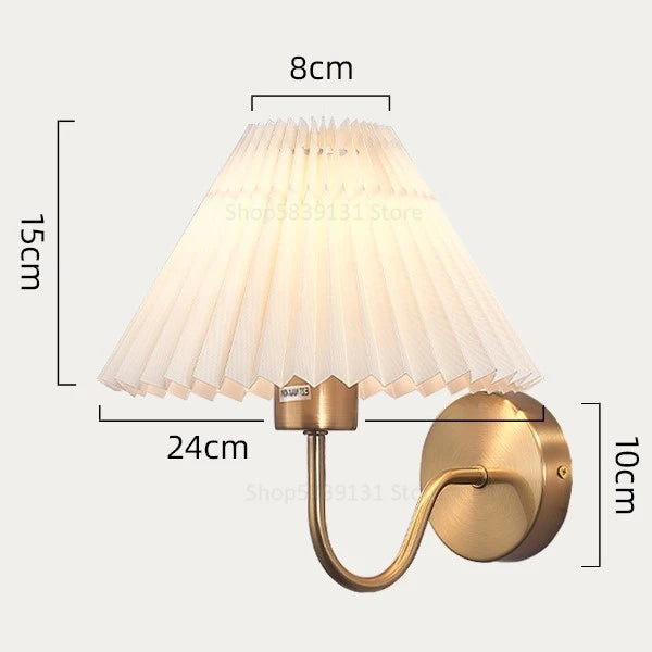 lampe murale moderne or plissée éclairage quotidien ampoule e27 fixée mur nordique