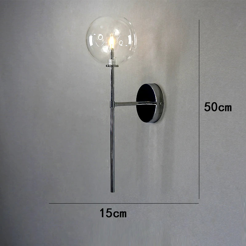 suspension lumineuse verre transparent moderne boules verre câbles acier poli led semi encastré