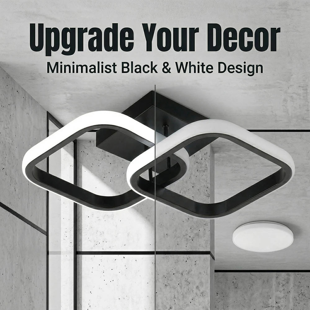 lampe led noire blanche minimaliste carré superposé éclairage intérieur salon chambre restaurant
