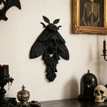 sculpture murale gothique relief noir visage papillon artisanal décoration intérieure unique chambre obscurité