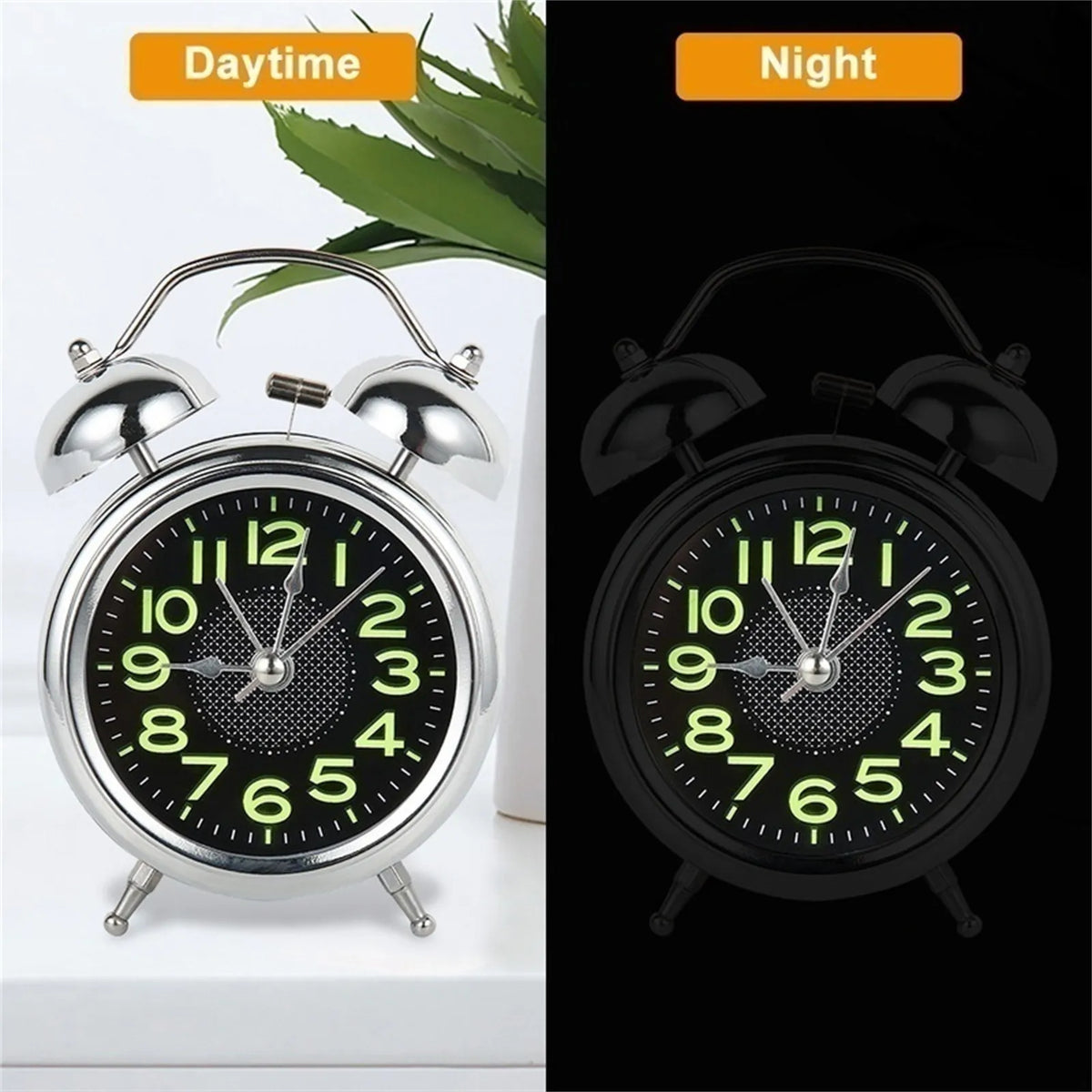 réveil horloge numérique lumineux noir vert classique vintage pieds support chambre lit