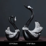 statues cygnes décoratives résine noir or argent modernes élégantes maison noël