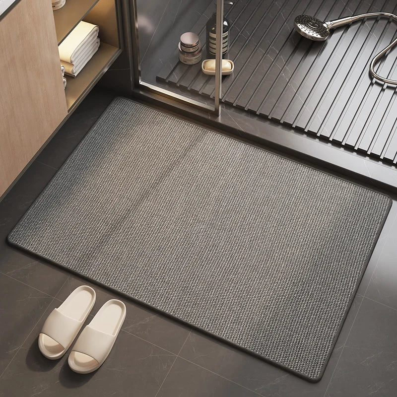 tapis bain antidérapant absorbant lavable texture granuleuse moderne minimaliste marron clair beige gris foncé