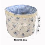 panier rangement blanc bleu rose vichy broderie vintage décoratif boucle ruban organisation jouets
