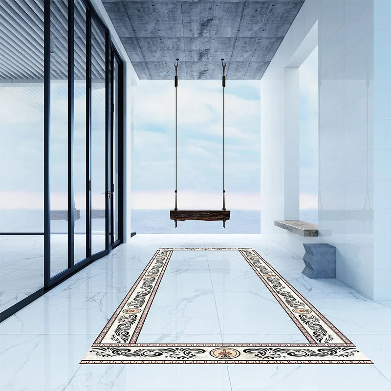 ruban decoratif adhesif blanc motif geometrique 10cm 240cm classique decoration murale impermehable
