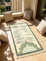 tapis traditionnel géométrique polyestère beige vert noir franges classique İslam