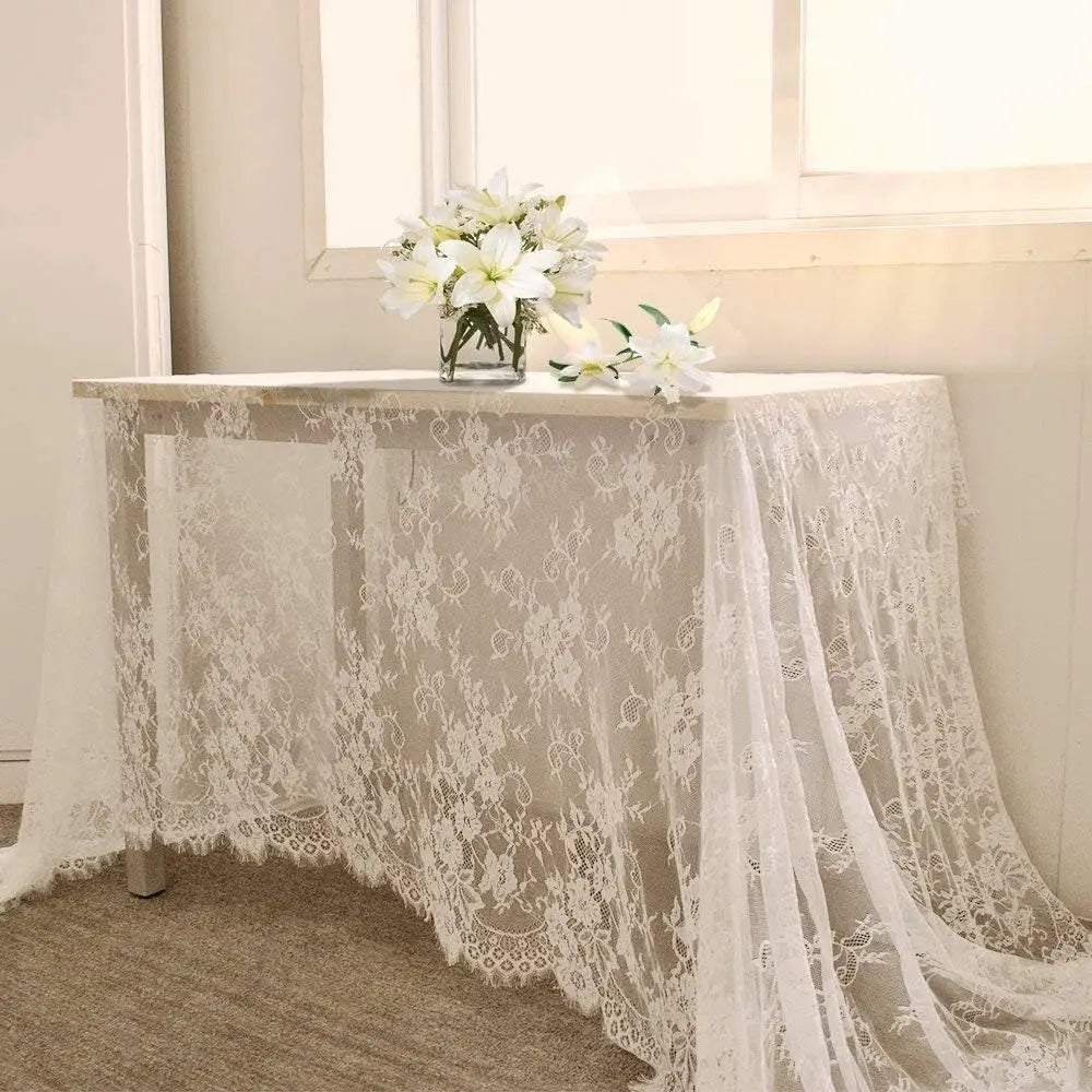 serviette table blanche broderie florale semi transparente classique mariage saint valentin