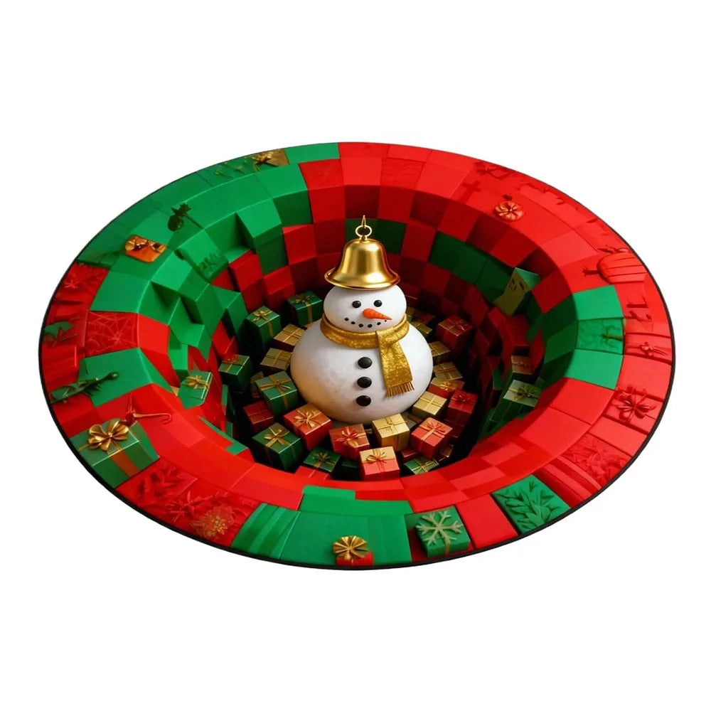 tapis sol rouge vert blanc noël rayures flocons guirlandes cadeaux 60cm antidérapant