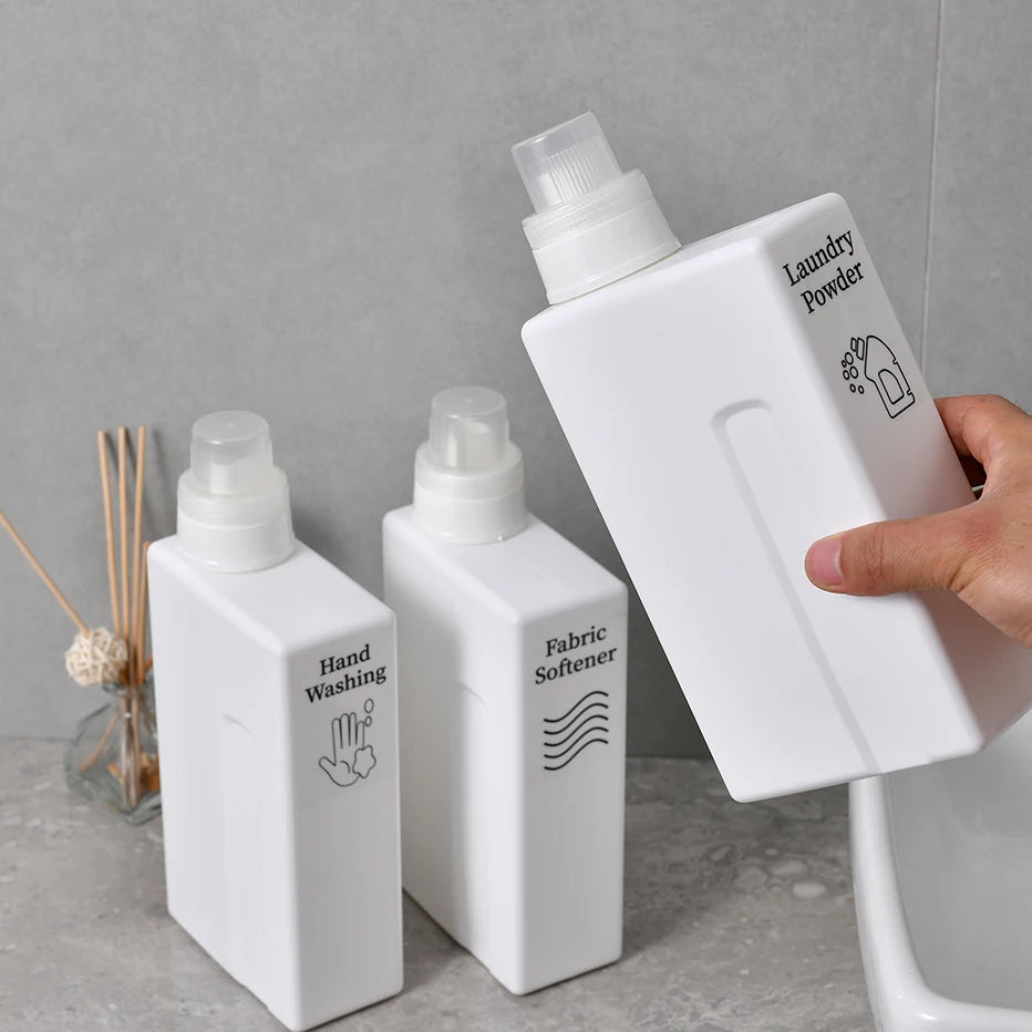 étiquettes autocollantes lessive savon détergent buanderie blanc moderne minimaliste pvc opaques bouteilles pumpe produits