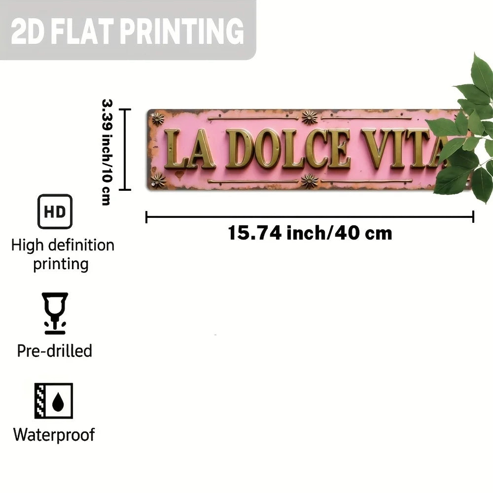 plaque décorative bois rose clair lettres dorées motifs floraux vintage pré perforés dimension 40x10cm