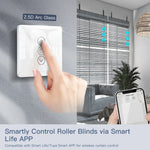 commutateur intelligent rideau controle tactile noir blanc application smartphone flèches haut bas arrêt moderne
