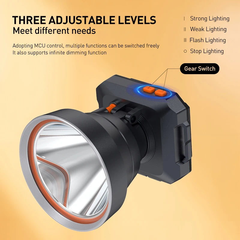 lampe torche noire led 40w 10800mah 3modes usbc modernisée