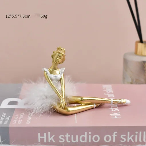figurine danseuse résine argent doré blanc plume robe mariage anniversaire noël valentin
