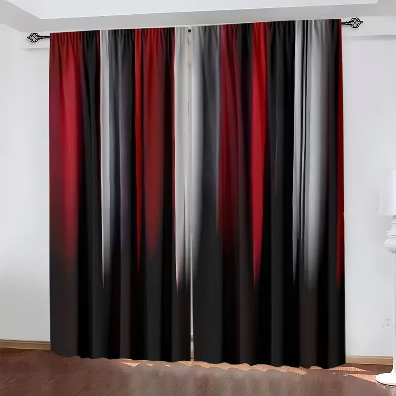 rideau polyester multicolore rayures horizontales moderne opacité blanc rouge noir gris 75x166cm 105x230cm 130x210cm