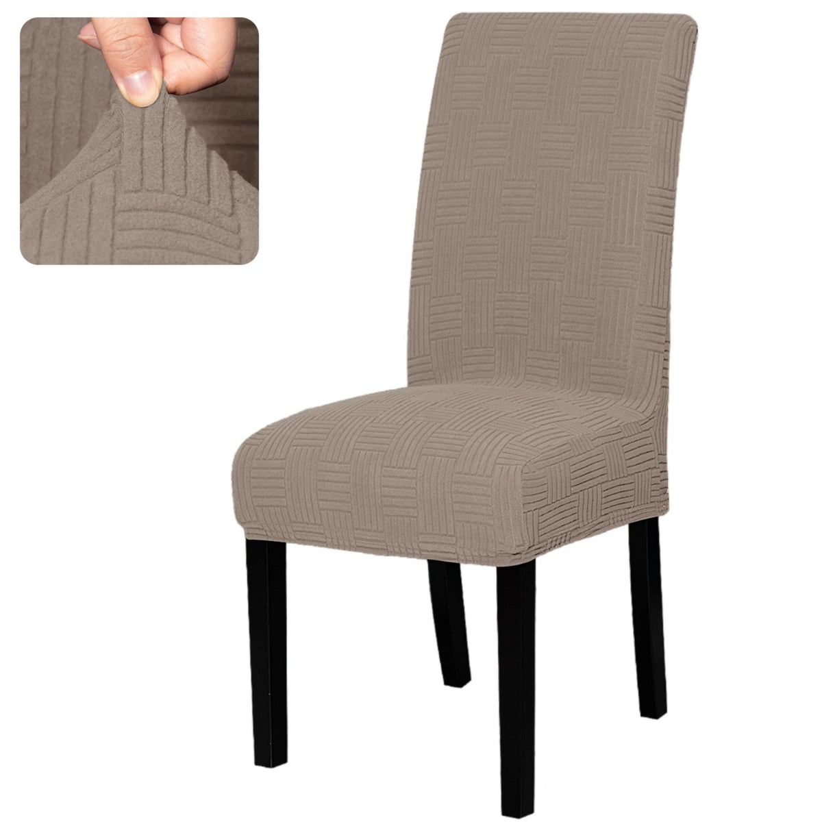 housses chaise marron rayures diagonales moderne elasthanne polyester 45 60cm 35 48cm 10cm