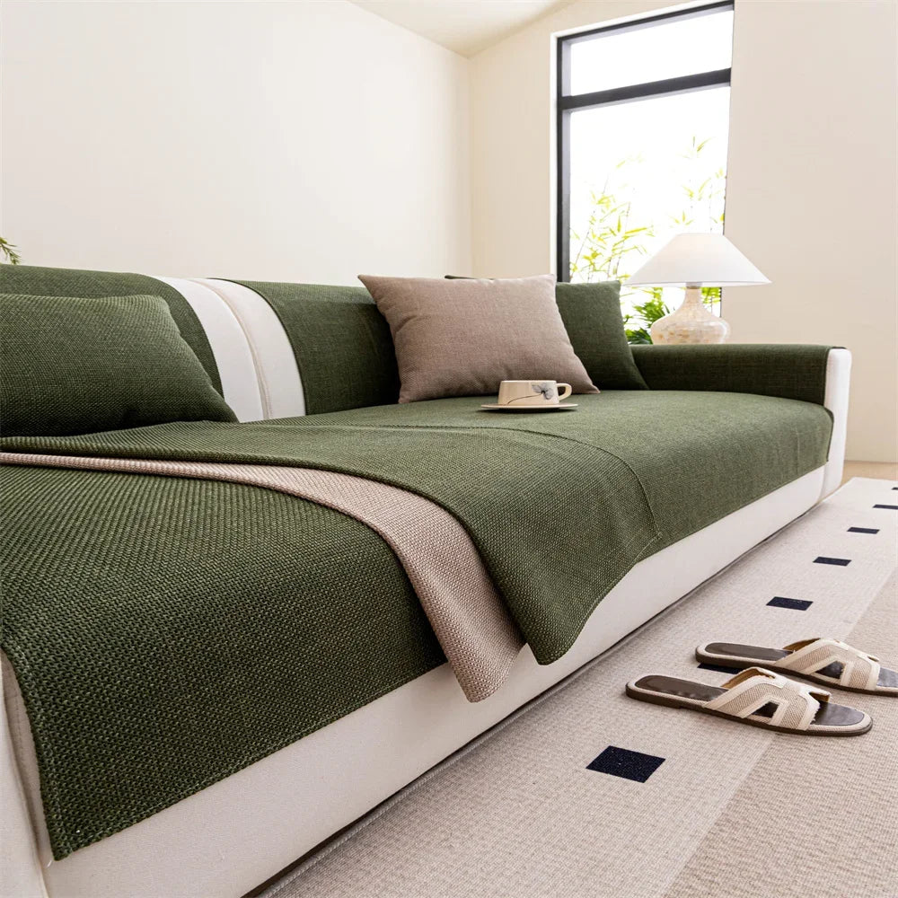 coussin canapé vert olive moderne tissu polyestère petite pointure sans couture