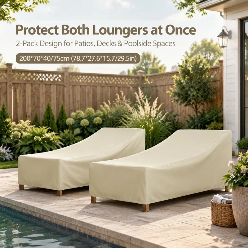 housse chaise longue extérieure gris uni moderne sac rangement rétractable cordons ajustables protection anti