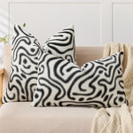 lot deux housses coussin chenille motif abstrait moderne canapé salon décoratif