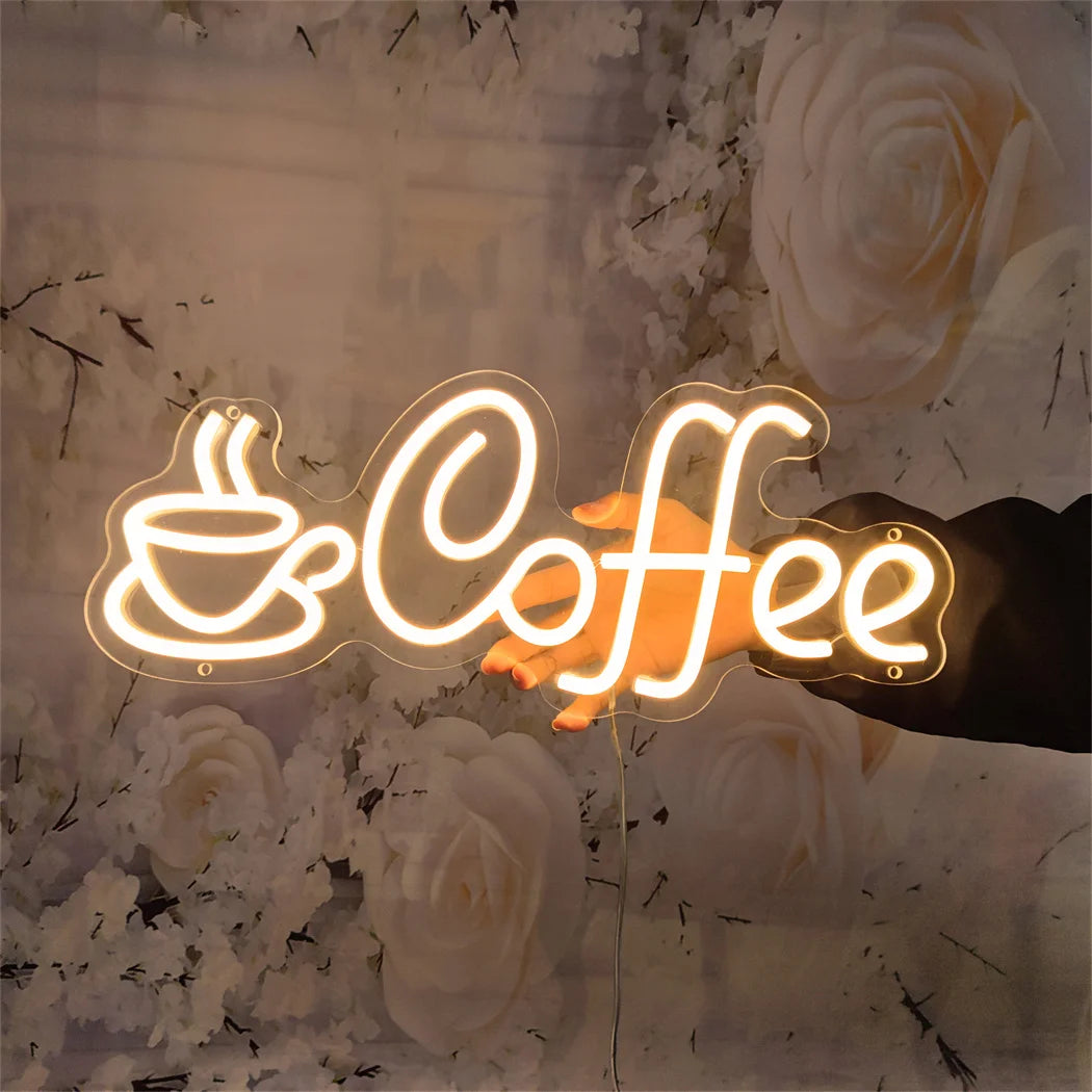 néon lumineux Coffee moderne minimaliste lettrage tasse blanc USB 50000h