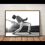 affiche encadrée freddie mercury noir blanc classique photo dynamique personnage cadre bois chambre salon