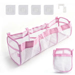 organisateur jouets bain rose maille rapide séchage compartiments poche pratique moderne