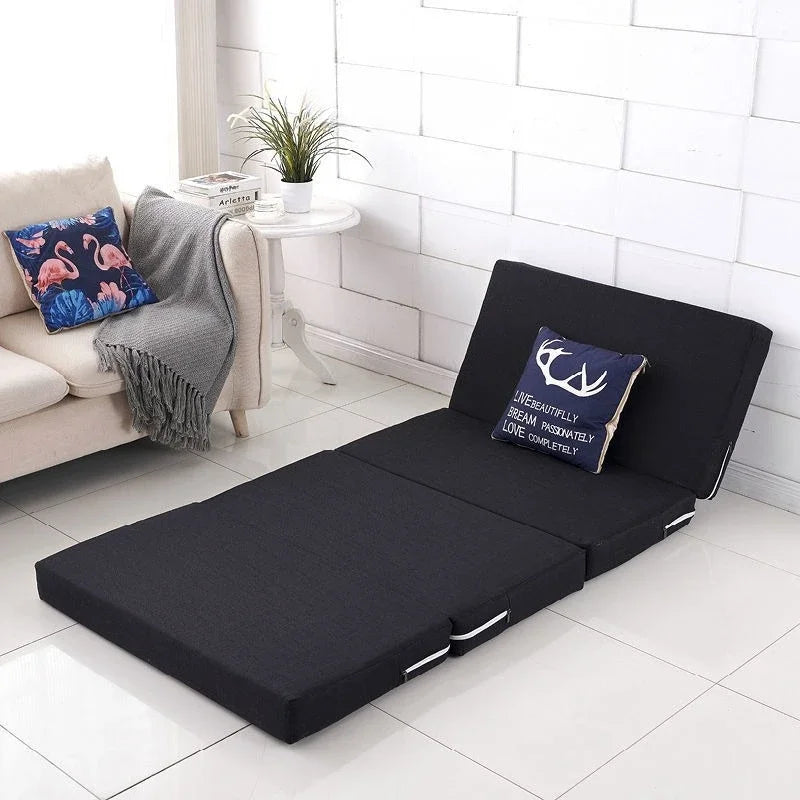 matelas pliant portable éponge tapis couchage sol noir moderne fonctionnel