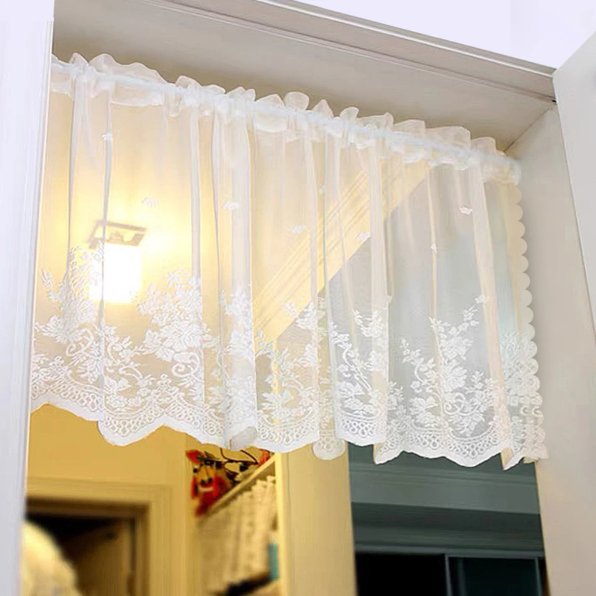 rideau blanc transparent brodé fleurs classique polyester fenêtre 100 45cm 145 45cm 145 60cm