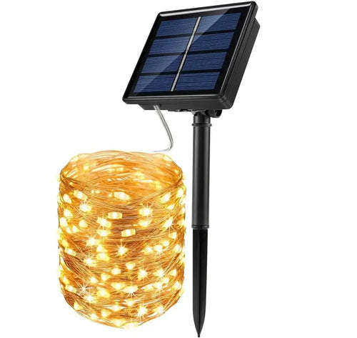 guirlande lumineuse solaire extérieur décoration jardin fête led couleur bleu rouge vert blanc décoratif