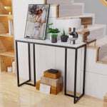 table console moderne marbre blanc noir minimaliste pieds simples