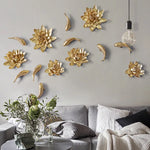 décoration murale moderne or blanc fleurs stylisées poissons élégante résine chicintérieur