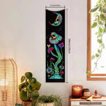 tapisserie moderne fantaisie crânes fleurs papillons oeil lune polyeste noir bleu rose