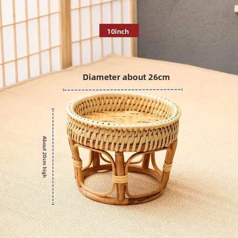 plateau rotin tressé beige rustique assiettes incluses pique nique patio durableextérieur naturel