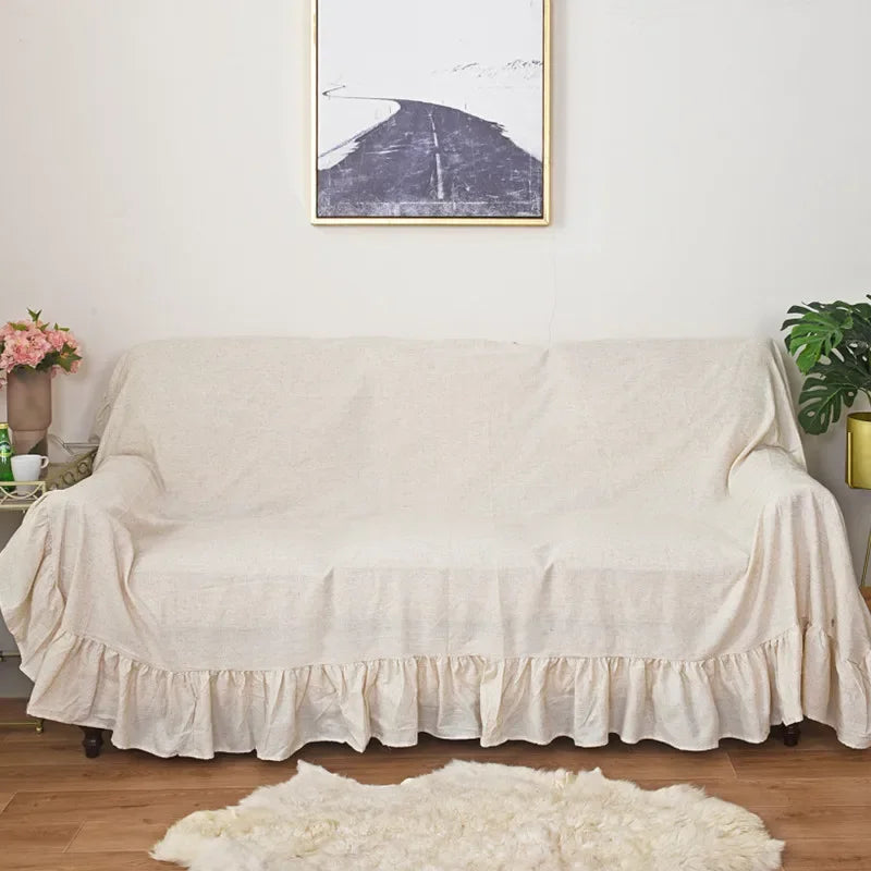 housse canapé polyestère beige texture lin rustique extérieur accueil fixations