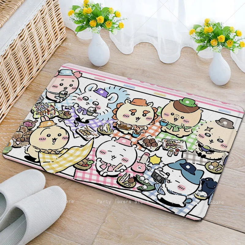 tapis flanelle dessins animés personnages mignons bleu rose beige jaune blanc