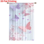 rideau transparent rose violet papillons cœurs moderne fenêtre polyester 132x160cm