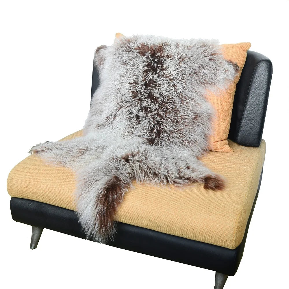 coussin fourrure gris vert rouge violet marron naturel hiver maison laine solide dry frost