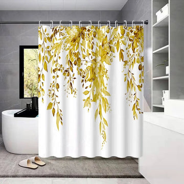 rideau douche moderne floral feuilles eucalyptus polyester opaque 180x180cm 180x200cm