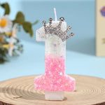 bougies decoratives pailletees blanc rose argenté festif tringle inclusion boite rangement transparente