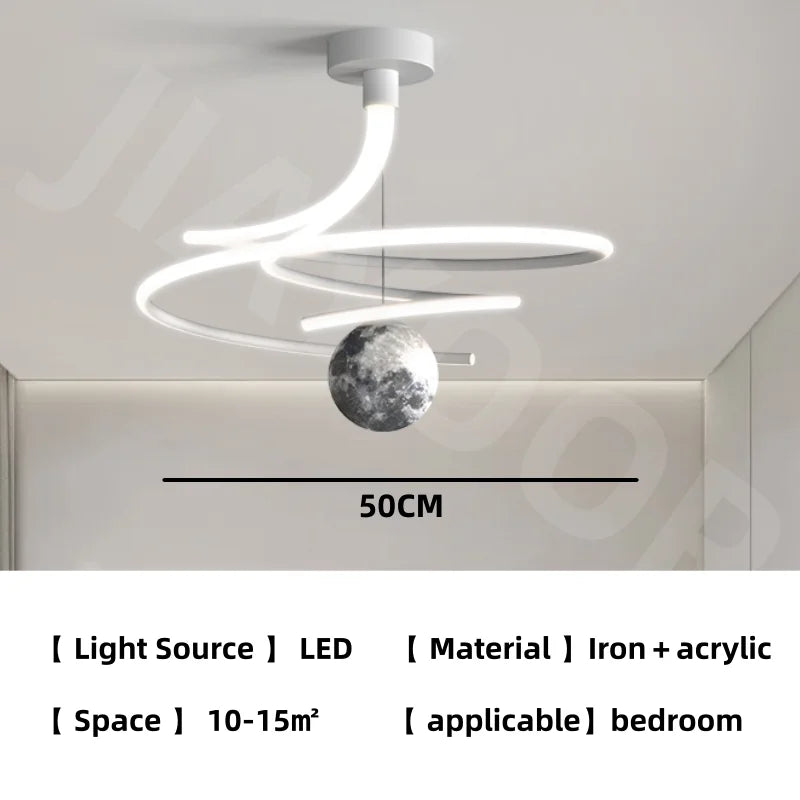 suspension lumineuse moderne minimaliste spirale sphère texturée noir blanc led chambre salon