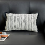taies d'oreiller jacquard moderne rayures noires beige vert olive maison décoration écologique non toxique
