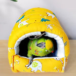 abri oiseaux imprimé animaux bleu jaune blanc moderne confortable métalliques taille