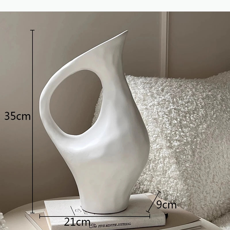 vase céramique moderne noir blanc argenté minimaliste sculpture décoration table opaque floral