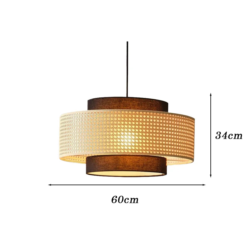 suspension lumineuse tissée marron clair moderne 40cm 50cm 60cm ajustable chambre restaurant étude